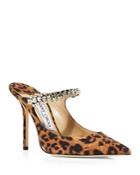 Jimmy Choo Women's Bing 100 Embellished Leopard Print High Heel Mules