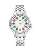 Fendi Crazy Carats Stainless Steel Rotating Gemstones Watch With Diamond Bezel Dial, 38mm