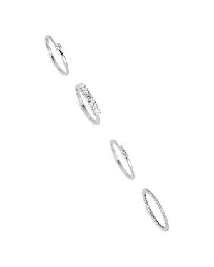 Nadri Love All Cubic Zirconia Stack Rings In Rhodium Plated, Set Of 4
