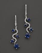 Sapphire And Diamond Drop Earrings In 14k White Gold