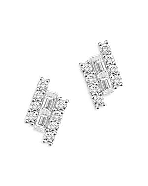 Bloomingdale's Round & Baguette Diamond Bar Stud Earrings In 14k White Gold, 0.25 Ct. T.w - 100% Exclusive
