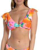 La Blanca Isla Printed Flutter Sleeve Bikini Top