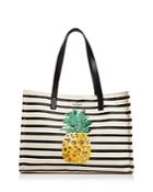 Kate Spade New York By The Pool Pineapple Mega Sam Embellished Canvas Tote