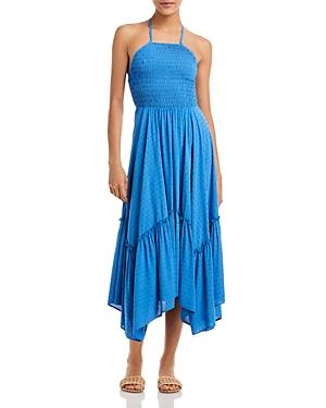 Aqua Smocked Clip Dot Midi Dress - 100% Exclusive