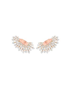 Hueb 18k Rose Gold Luminus Rose Quartz & Diamond Statement Earrings