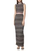 Herve Leger Striped Mesh Knit Gown
