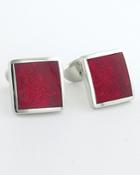 David Donahue Sterling Paisley Red Cuff Links