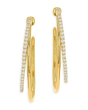 Moon & Meadow 14k Yellow Gold Diamond J Hoop Earrings