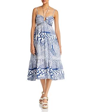 Aqua Printed Cutout Halter Midi Dress - 100% Exclusive