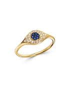Zoe Lev 14k Yellow Gold Diamond & Blue Sapphire Evil Eye Ring