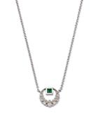 Colette Jewelry 18k White Gold Galaxia Emerald & Diamond Moon Pendant Necklace, 14-16