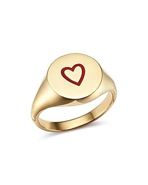 Suel 14k Yellow Gold Heart Pinky Signet Ring