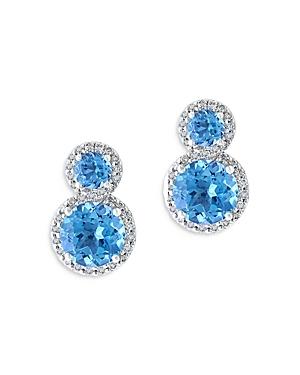 Bloomingdale's Blue Topaz & Diamond Halo Stud Earrings In 14k White Gold - 100% Exclusive