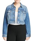 Slink Jeans Labria Distressed Cropped Jean Jacket In Medium Blue