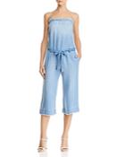 Bella Dahl Frayed Strapless Chambray Jumpsuit