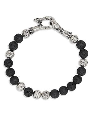 John Varvatos Collection Men's Sterling Silver Mercer Lava Bead Bracelet