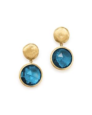 Marco Bicego 18k Yellow Gold Jaipur London Blue Topaz Double Drop Earrings