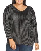 Vince Camuto Plus Metallic Ribbed Sweater