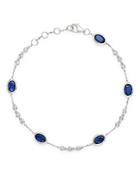 Bloomingdale's Blue Sapphire & Diamond Station Bracelet In 14k White Gold - 100% Exclusive