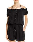 Kate Spade New York Ruffled Off-the-shoulder Romper Cover-up