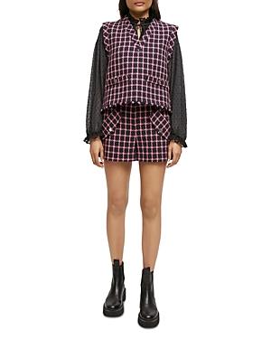 Maje Sleeveless Plaid Top