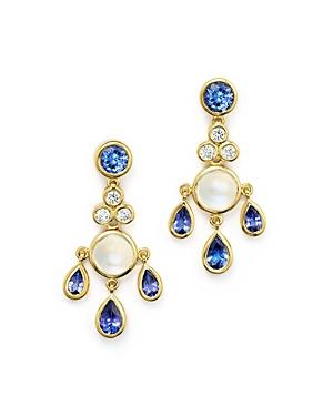 Temple St. Clair 18k Gold Fringe Earrings With Tanzanite, Royal Blue Moonstone And Diamonds