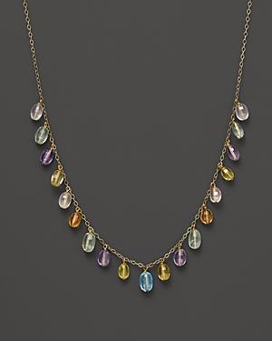 Multicolor Faceted Gemstone Necklace In 14k Yellow Gold, 18