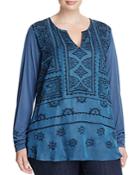 Lucky Brand Plus Embroidered Top