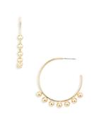 Aqua Ball Studded Open Hoop Earrings In Gold Tone - 100% Exclusive