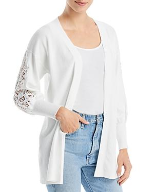 Sioni Lace Trim Open Front Cardigan