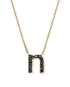 Kc Designs Initial Pendant Necklace With Black Diamond Accent In 14k Yellow Gold, 16