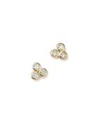 Diamond Bezel Three Stone Earrings In 14k Yellow Gold, .30 Ct. T.w. - 100% Exclusive