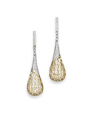 Diamond Pave Cage Earrings In 14k Yellow And White Gold, 0.50 Ct. T.w.