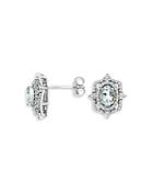 Bloomingdale's Aquamarine & Diamond Art-deco Earrings In 14k White Gold - 100% Exclusive