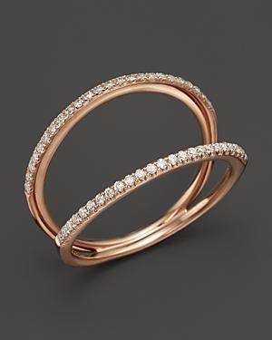 Diamond Double Row Band In 14k Rose Gold, .24 Ct. T.w.