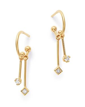 Zoe Chicco 14k Yellow Gold Diamond Charm Huggie Hoop Earrings