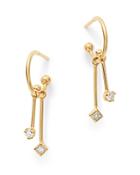 Zoe Chicco 14k Yellow Gold Diamond Charm Huggie Hoop Earrings