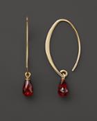 14k Yellow Gold Simple Sweep Earrings With Garnet - 100% Exclusive