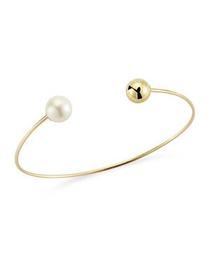 Mateo 14k Yellow Gold Cultured Freshwater Pearl And Sphere Cuff