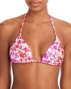 Pq Swim Floral Print Beaded Triangle Bikini Top