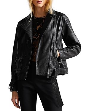 Ted Baker Tiano Oversized Leather Biker Jacket