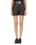 The Kooples Western Belted Leather Shorts