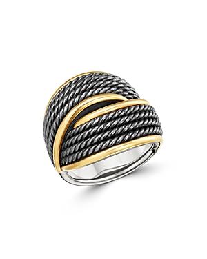 David Yurman Origami 18k Gold Crossover Ring With Blackened Sterling Silver