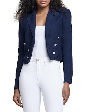 L'agence Dolly Cropped Linen Blazer