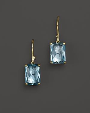 Ippolita 18k Gold Rock Candy Gelato Single Rectangle Drop Earrings In Blue Topaz