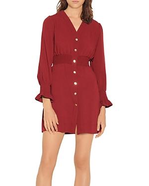 Sandro Lylie Smocked Mini Shirt Dress