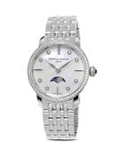 Frederique Constant Slimline Moonphase Stainless Steel Watch With Mother Of Pearl Dial, 30mm