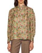 Sandro Faraday Floral Print Silk Shirt
