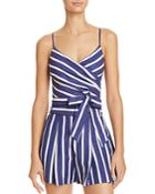 Alice + Olivia Rayna Striped Tie-front Cropped Top