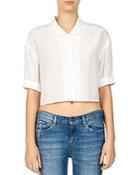 The Kooples Cropped Lace-up Silk Shirt